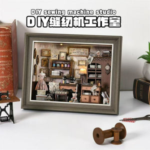 Magic Time Library DIY Cabin Book Stand Toy Ornaments Handmade Assembled Model Small House Building Blocks Gift