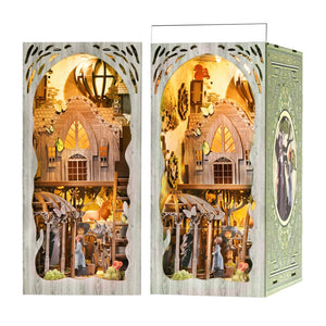 Magic Time Library DIY Cabin Book Stand Toy Ornaments Handmade Assembled Model Small House Building Blocks Gift