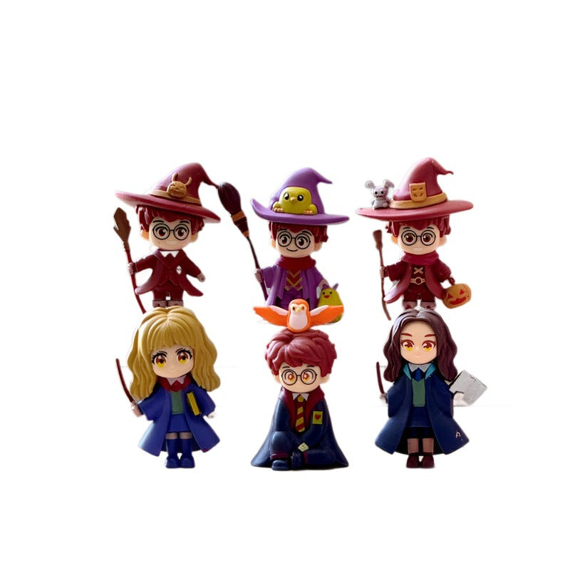 6 Harry Potter Witch-Style Trendy Figurines Magic Academy Blind Box Hermione and Ron Character Models