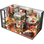 DIY Hut Handmade House Model Wooden Assembled Miniature Landscape Kidsren's Educational Toys Birthday Gift with Lights
