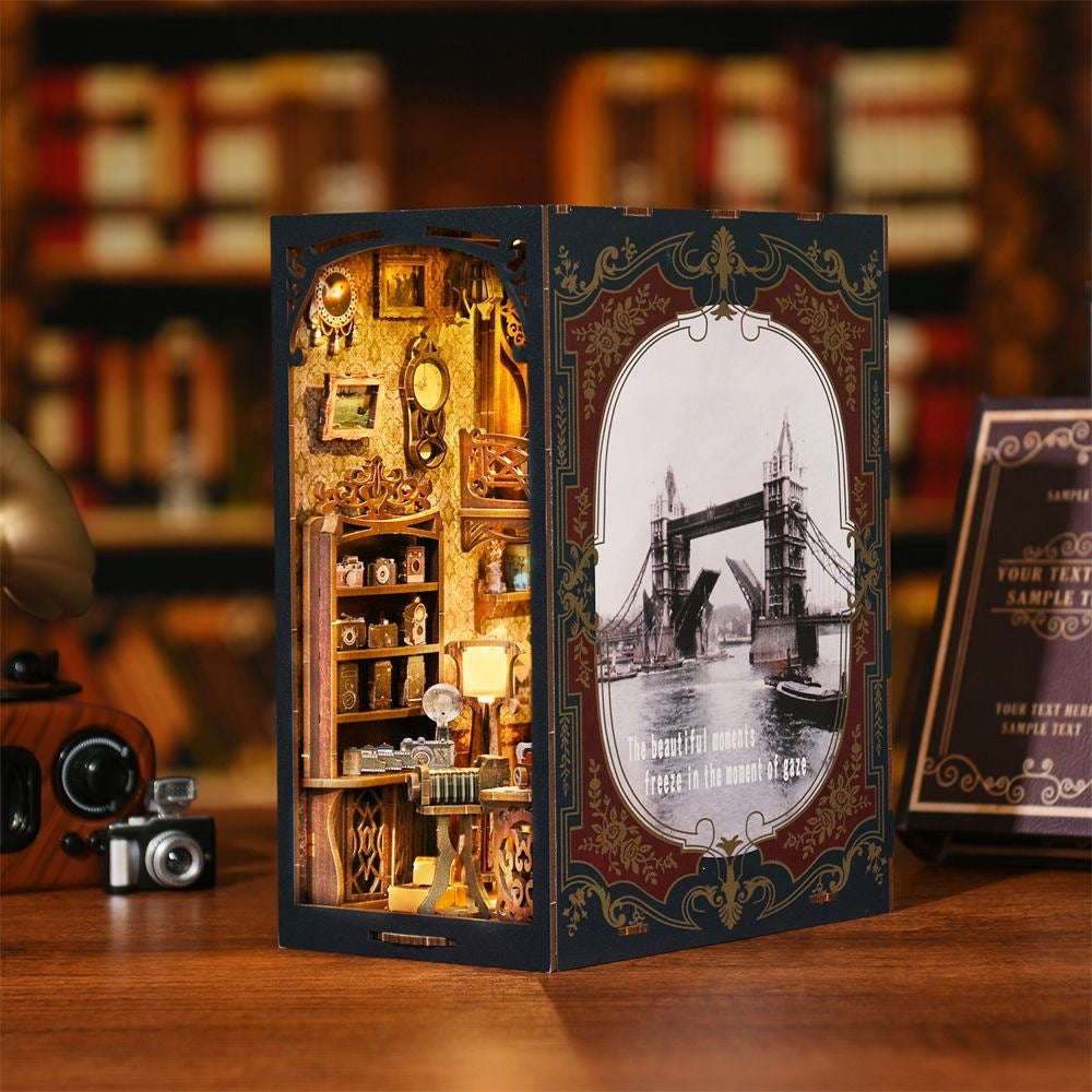 Sile Twilight Cottage Bookend Model DIY Cottage Handmade Assembly Toy Wooden Building Blocks 3D Puzzle Gift