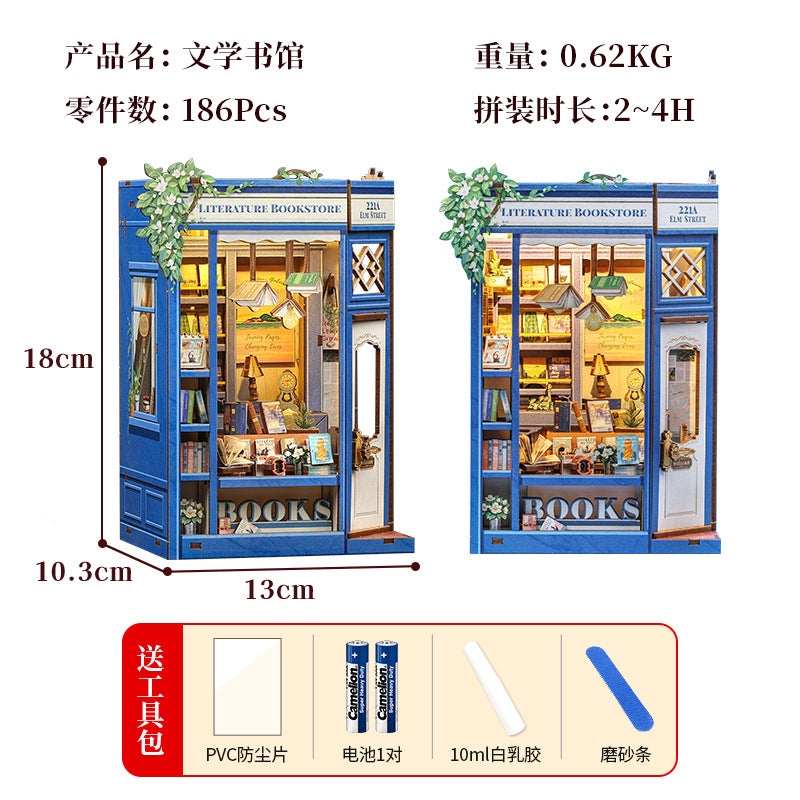 DIY Handmade Wooden Bookend Alice in Wonderland 3D Magic House Assembly Model Decoration