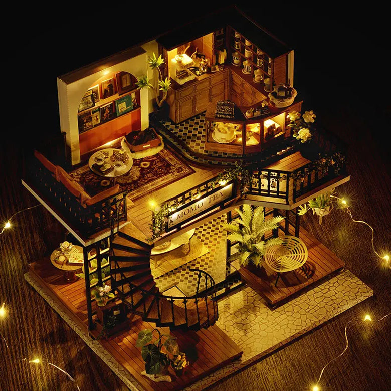 14+ Smart Fun House DIY Miniature House Building Model Assembly Toy for Girls Jungle Momo Tea Music Movement