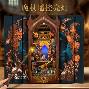 Whale Magic Wand Shop DIY Miniature House Magic Academy Bookend Handmade 3D Assembly Miniature Scene Model Toy