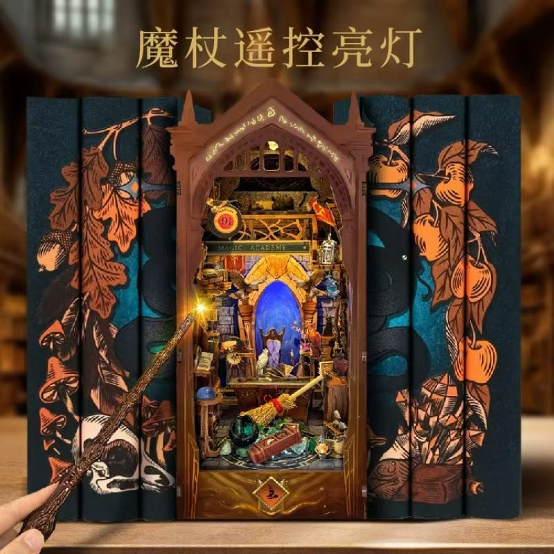 Whale Magic Wand Shop DIY Miniature House Magic Academy Bookend Handmade 3D Assembly Miniature Scene Model Toy