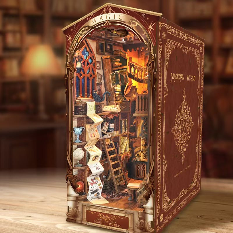 Whale Magic Wand Shop DIY Miniature House Magic Academy Bookend Handmade 3D Assembly Miniature Scene Model Toy