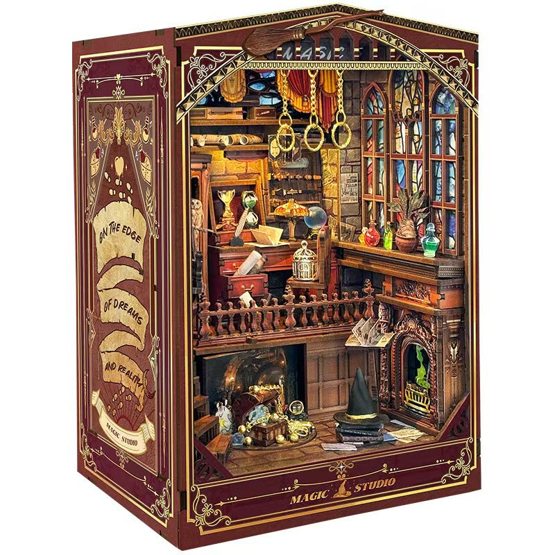 Whale Magic Wand Shop DIY Miniature House Magic Academy Bookend Handmade 3D Assembly Miniature Scene Model Toy