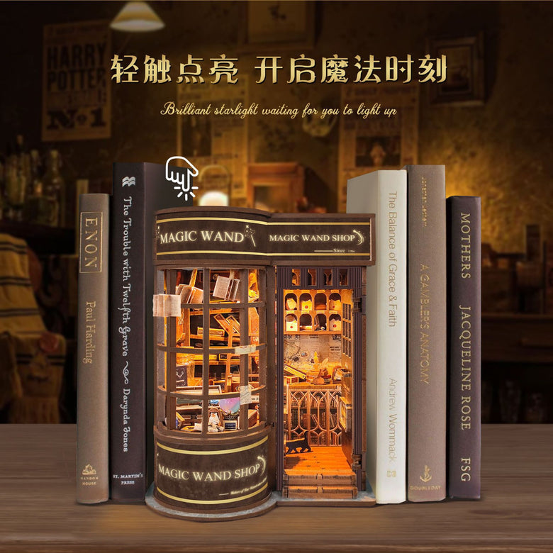 Whale Magic Wand Shop DIY Miniature House Magic Academy Bookend Handmade 3D Assembly Miniature Scene Model Toy