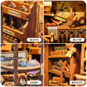 Whale Magic Wand Shop DIY Miniature House Magic Academy Bookend Handmade 3D Assembly Miniature Scene Model Toy