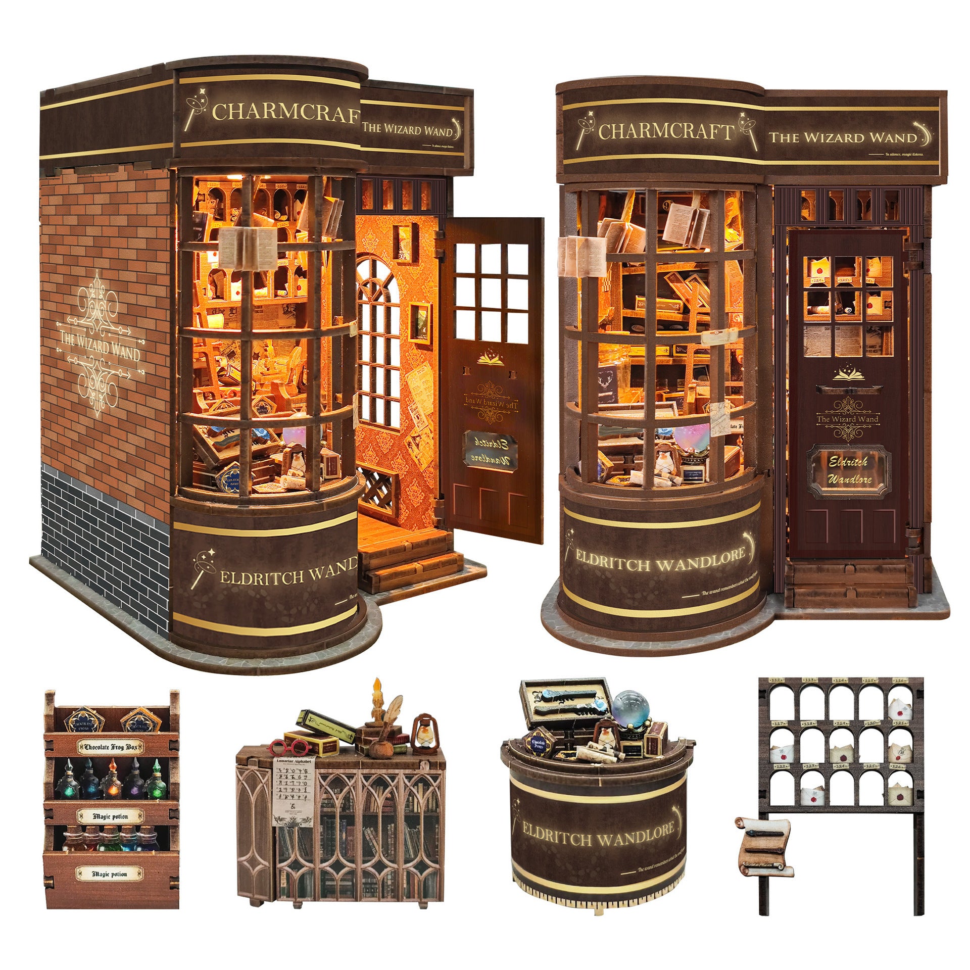 Whale Magic Wand Shop DIY Miniature House Magic Academy Bookend Handmade 3D Assembly Miniature Scene Model Toy
