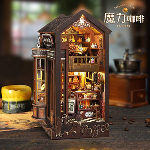 Jiate diy Cabin SL23 Magic Coffee Handmade Assembled Three-Dimensional Book Stand Model Decoration Creative Birthday Gift