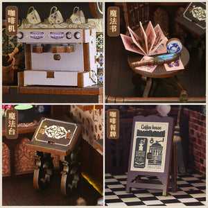 Jiate diy Cabin SL23 Magic Coffee Handmade Assembled Three-Dimensional Book Stand Model Decoration Creative Birthday Gift
