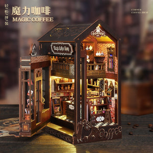 Jiate diy Cabin SL23 Magic Coffee Handmade Assembled Three-Dimensional Book Stand Model Decoration Creative Birthday Gift