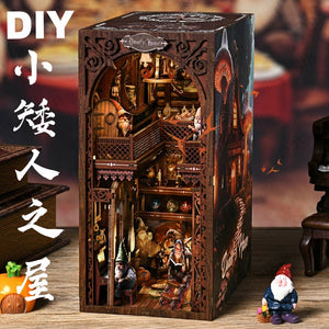 Magic Time Library DIY Cabin Book Stand Toy Ornaments Handmade Assembled Model Small House Building Blocks Gift