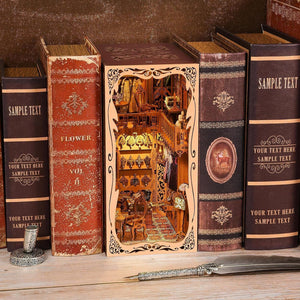 Magic Time Library DIY Cabin Book Stand Toy Ornaments Handmade Assembled Model Small House Building Blocks Gift