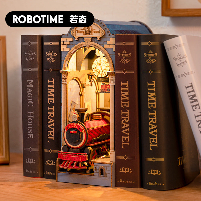 DIY Handmade Wooden Bookend Alice in Wonderland 3D Magic House Assembly Model Decoration
