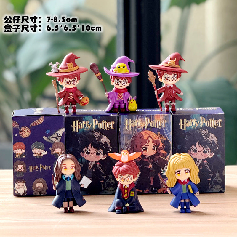 6 Harry Potter Witch-Style Trendy Figurines Magic Academy Blind Box Hermione and Ron Character Models