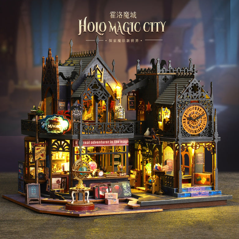 Jiate diy cottage Holo Magic City hand-assembled model Villa decoration exquisite decompression birthday gift for men and women