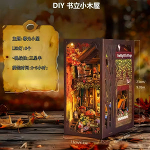 Sile Twilight Cottage Bookend Model DIY Cottage Handmade Assembly Toy Wooden Building Blocks 3D Puzzle Gift