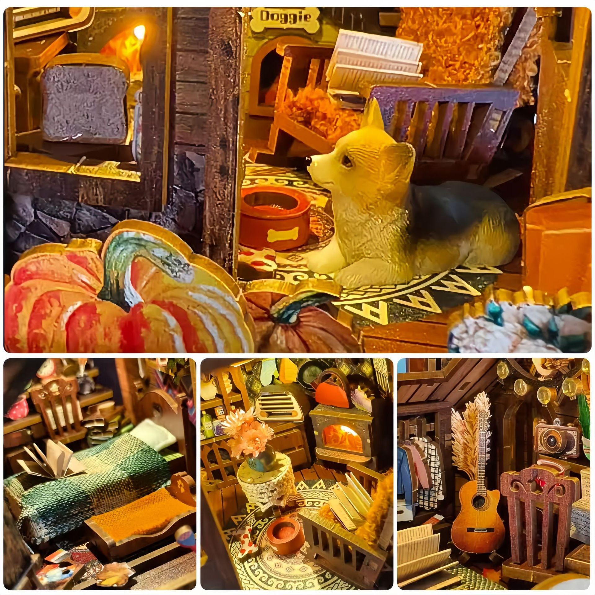 Sile Twilight Cottage Bookend Model DIY Cottage Handmade Assembly Toy Wooden Building Blocks 3D Puzzle Gift