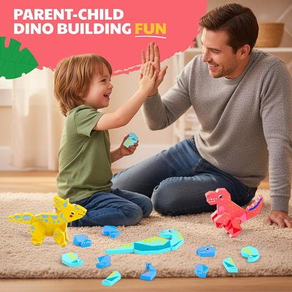 Magnetic Wooden Dinosaur Building Toys for Toddlers