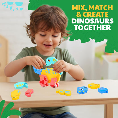 Magnetic Wooden Dinosaur Building Toys for Toddlers