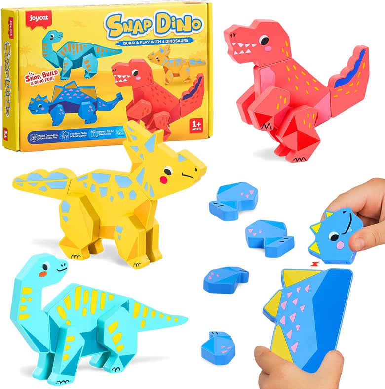 Magnetic Wooden Dinosaur Building Toys for Toddlers