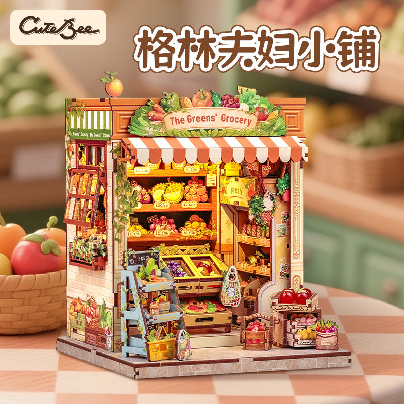 Cutebee Sakura-Ji Kimono Japanese-Style Cottage DIY Miniature Scene Assembly Model Toy Puzzle Book Stand Toy Gift