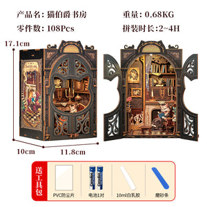 DIY Handmade Wooden Bookend Alice in Wonderland 3D Magic House Assembly Model Decoration