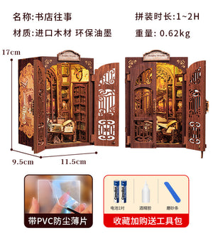 DIY Handmade Wooden Bookend Alice in Wonderland 3D Magic House Assembly Model Decoration
